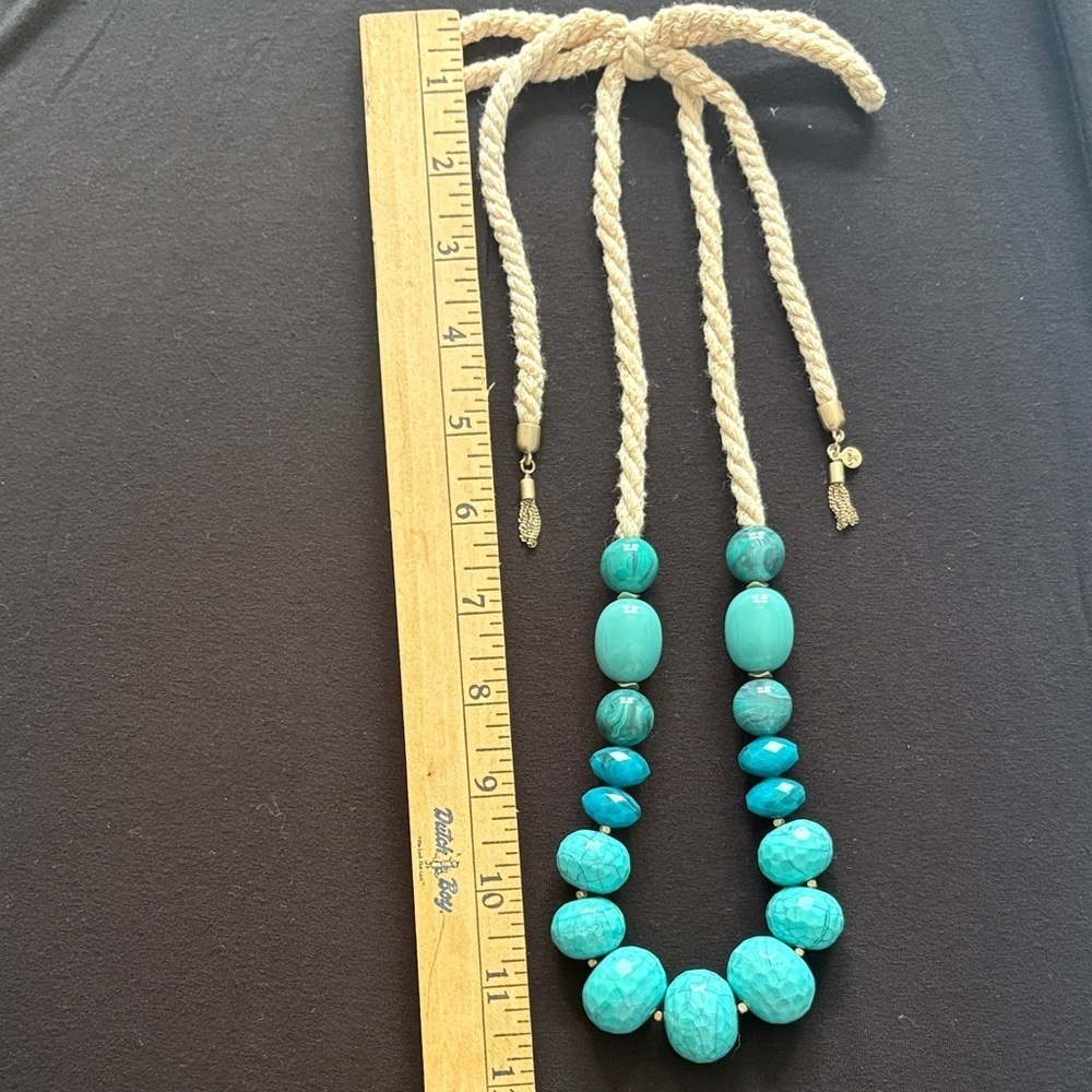 Loft Turquoise Beaded Necklace with Rope and Tassel detail - Picture 6 of 7